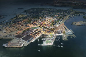 New urban development project “Kotka Old Port” (Finland).Common view.