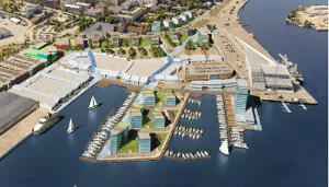 New urban development project “Kotka Old Port” (Finland).Common view.